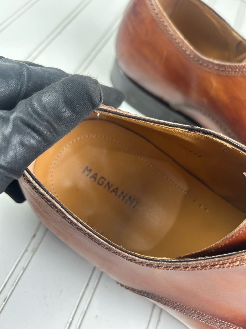 Magnanni Andros Brown Leather Lace-Up Derby Loafers Menโs Size 12 $625 - Picture 8 of 11